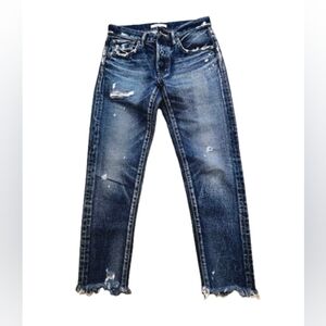 MOUSSY VINTAGE May Tapered Distressed Denim Japanese Denim Selvedge Size 26